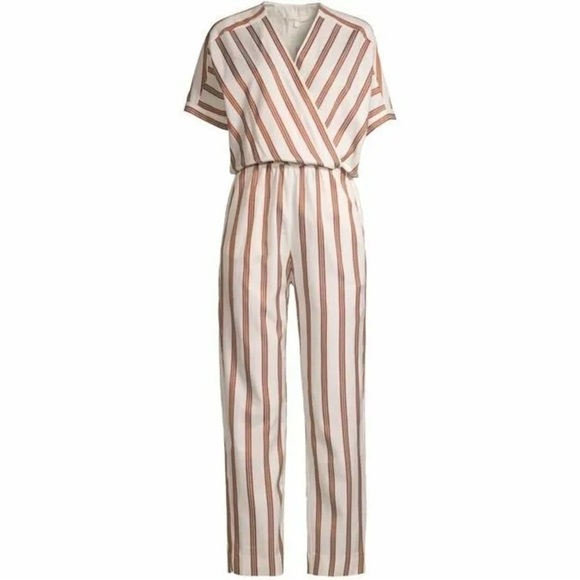 Maje Pants - Maje Pieni Striped V-Neck Twill Jumpsuit ( 38 ) 6